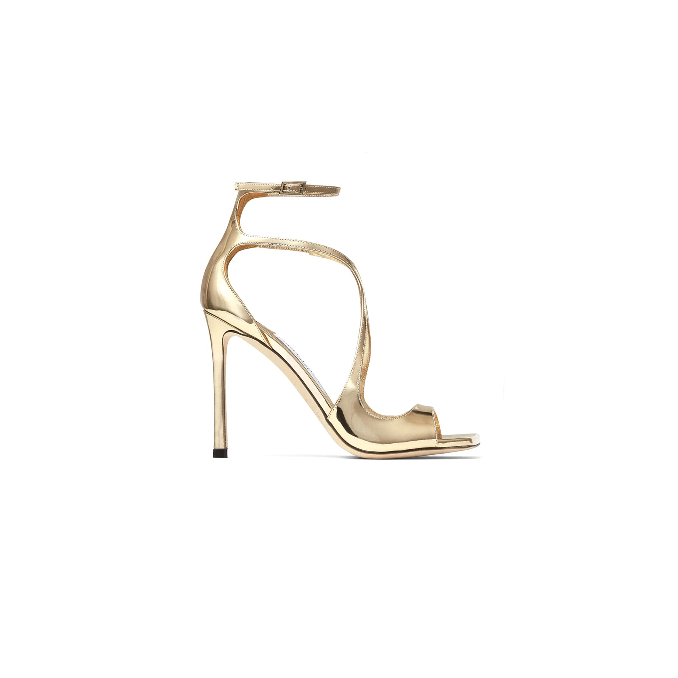 Ji*y Ch* azia 110 gold liquid metal leather sandals azia110qui
